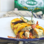 Recipe of Classic Roquefort Cheese PDO Omelet with Bacon and Chives
